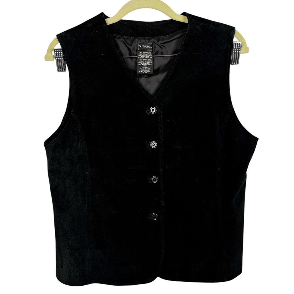 Outbrook Vintage Natural Suede Leather Button Up Vest‎ Sz 8/10 Western Boho 90s